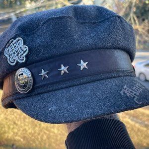 Hard Rock Cafe Women Hat Gatsby Cap Gray Wool Blend Hat